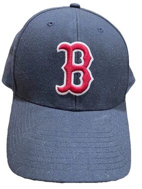 MLB Boston Red Sox Navy Blue Adjustable Baseball Cap Hat Raised Embroidered Logo